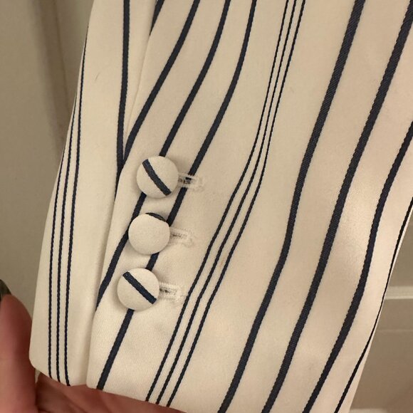 Frame True Blazer Off White Blue Striped Womens 8 Lined - Picture 3 of 5